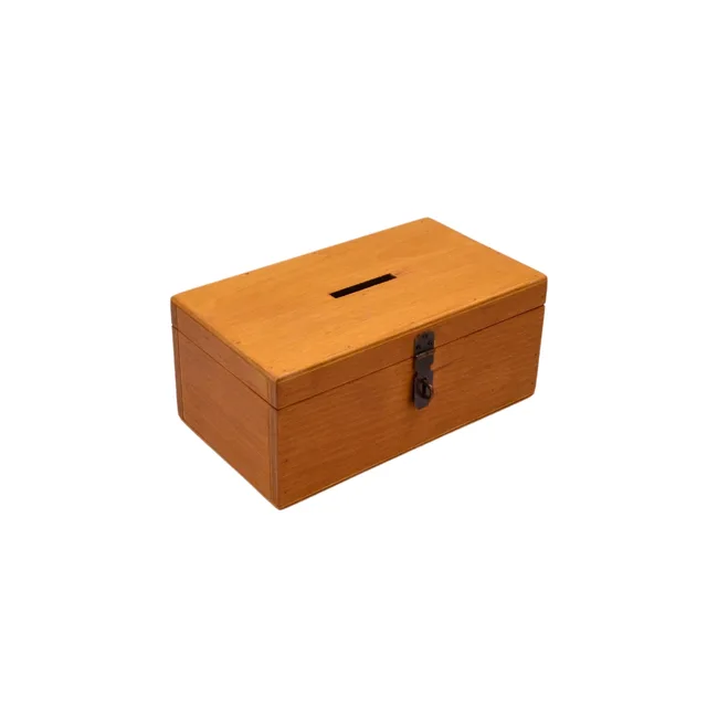 Retro Tip Box – Sarı Meşe, 27x14x10 cm, Asma Kilit Hediyeli 🔑🌿 – Fotoğraf 1