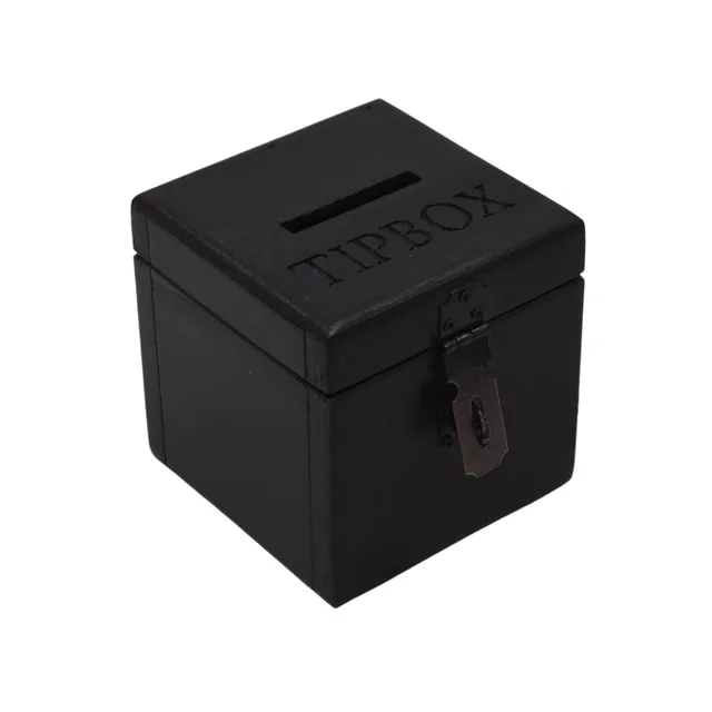 🔒🖤 Siyah Ahşap Tipbox – 12 x 12 x 12 cm | Asma Kilit Hediyeli – Fotoğraf 1
