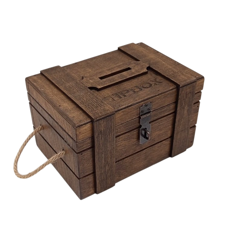 Ahşap Tipbox Bahşiş Kutusu 20x14cm Genişlik 14cm Yükseklik