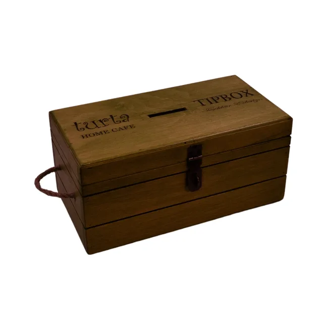 🟤 Ahşap Tipbox – 27×14×12 cm | Asma Kilitli, Logolu, El Yapımı – Fotoğraf 1