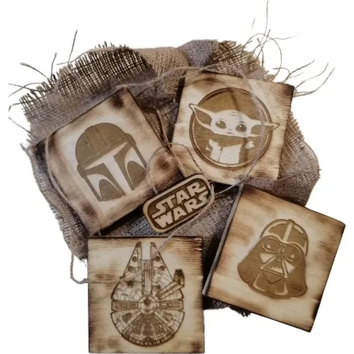 4’lü Set Ahşap Star Wars Bardak Altlıkları – Fotoğraf 1