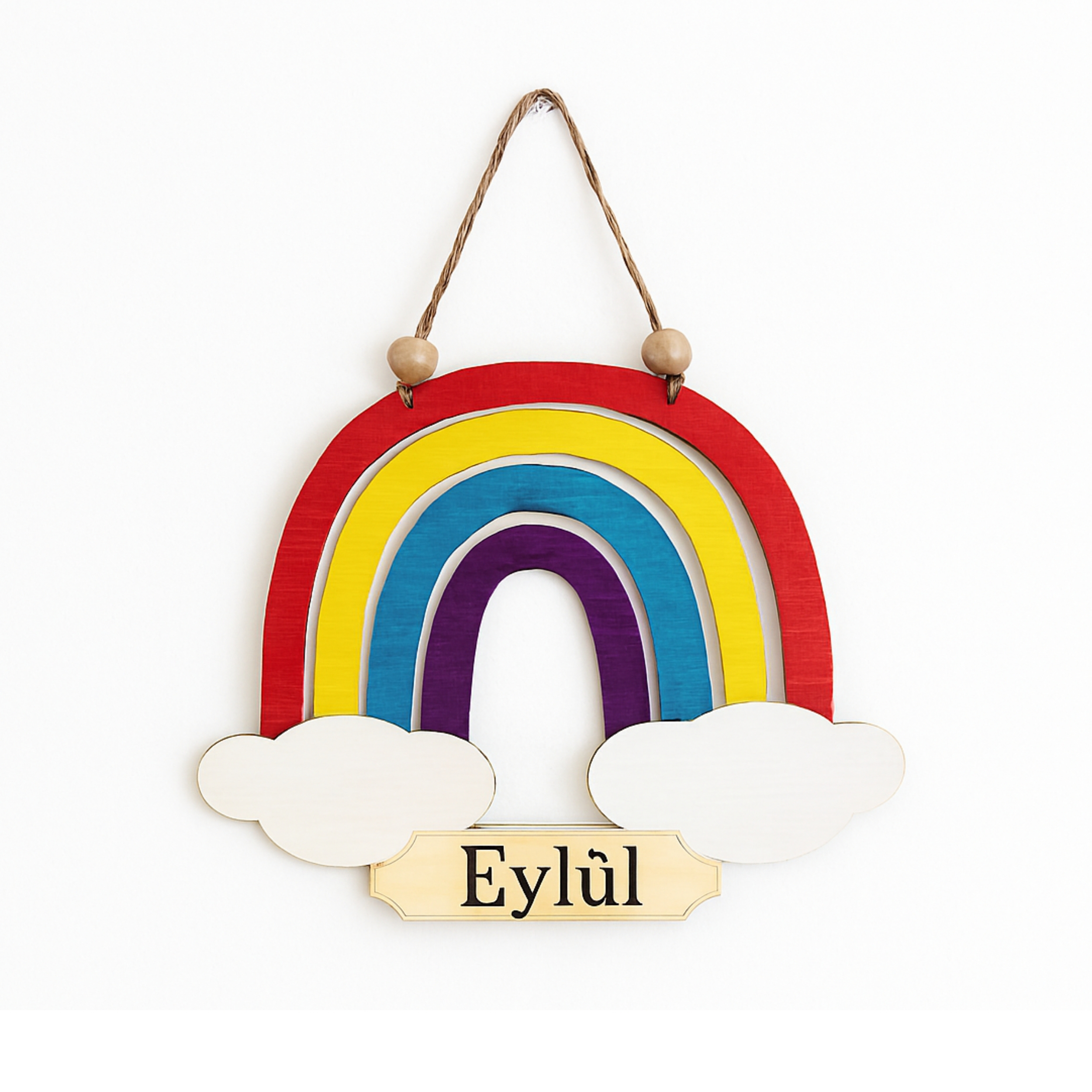 🌈 İsimli Gökkuşağı Duvar Panosu – Çocuk Odası | 25 x 29 cm, 4 mm Kalınlık